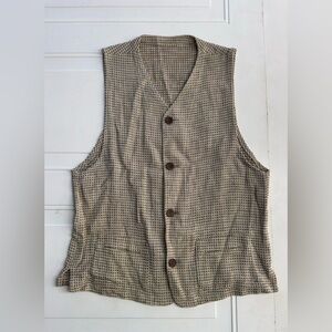 Unbranded European Vintage (1970s-80s) Men’s Medium Tan Brown Plaid Vest